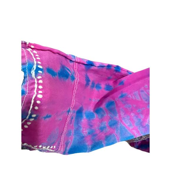 VTG Jest Jewels Tie Dye Embroidered Tunic Pink Blue Large Hippie Groovy Indie - Picture 12 of 13